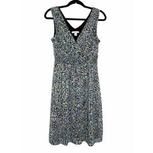 Dressbarn Womems Size 10 Chiffon Pink Blue Floral Print Midi Sleeveless Dress